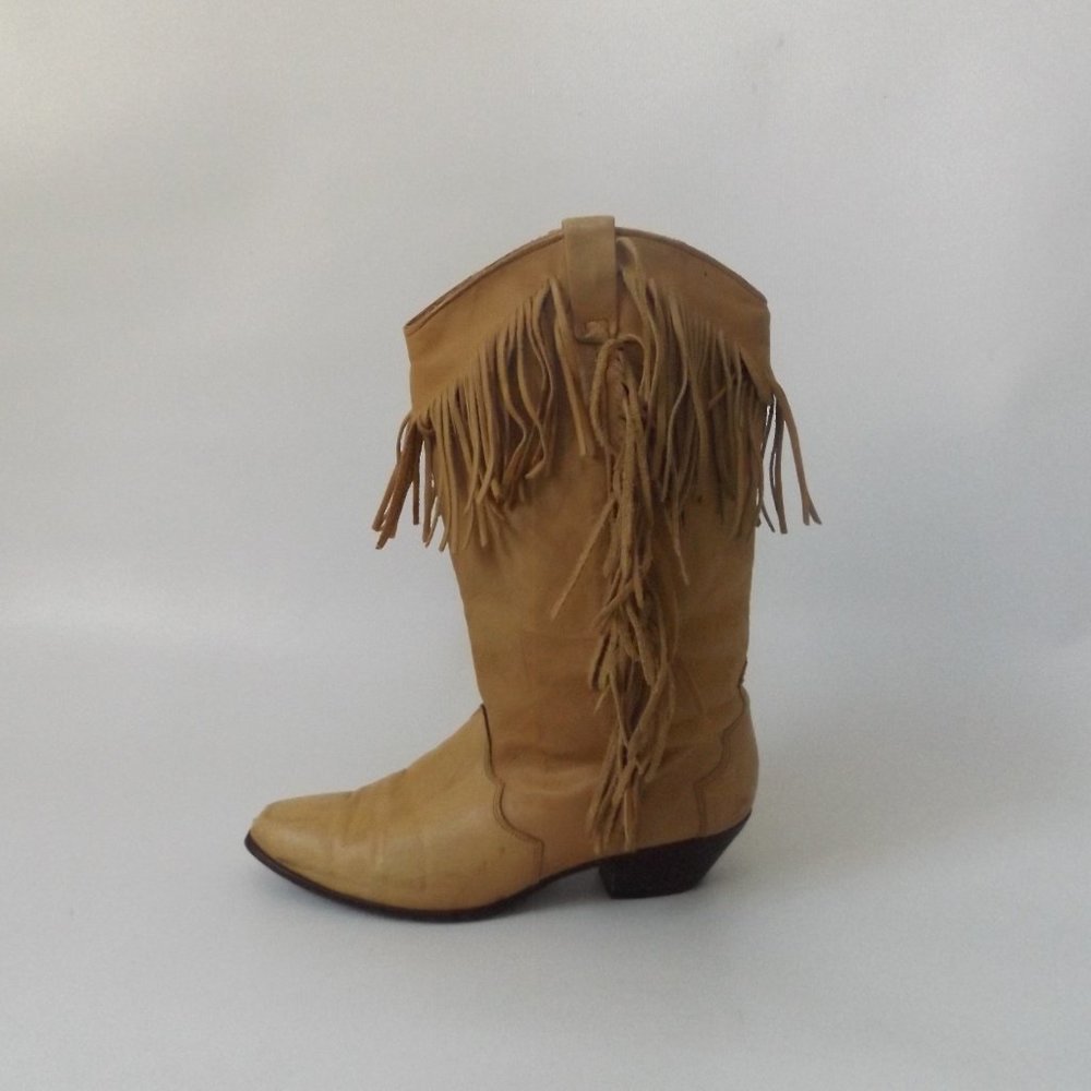Vintage 80s fringed cowboy boots ladies size US